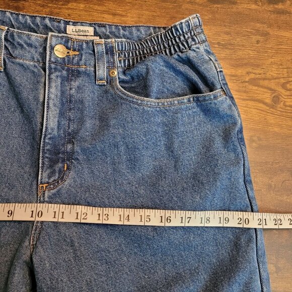 LL Bean Jeans Womens 12 P Original Fit Relaxed Plaid Lined Hi Rise Medium Wash - Picture 6 of 10